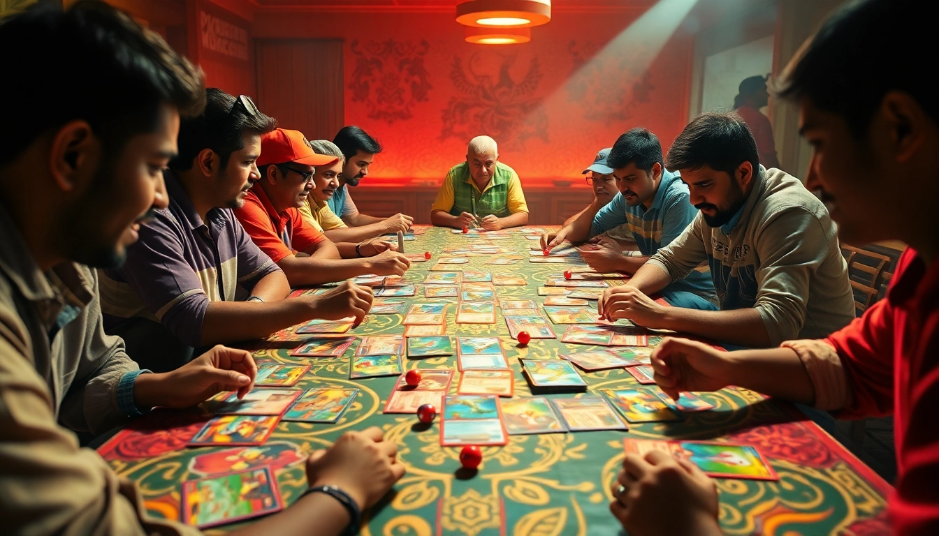 Engaging Pokémon trading card game scene capturing excitement in India, featuring dynamic players and colorful Pokémon tcg cards.