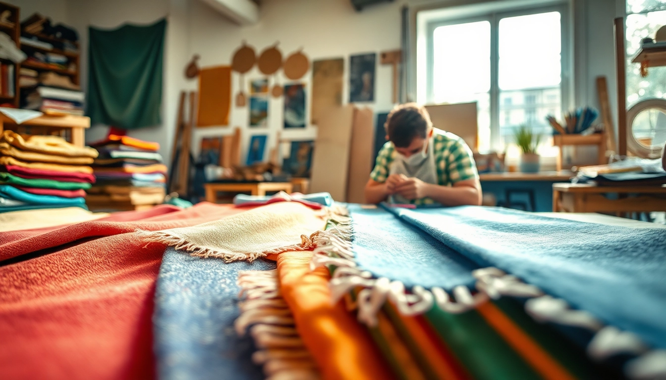 Gebruik canvas stoffen om unieke creaties te maken in een heldere werkruimte.